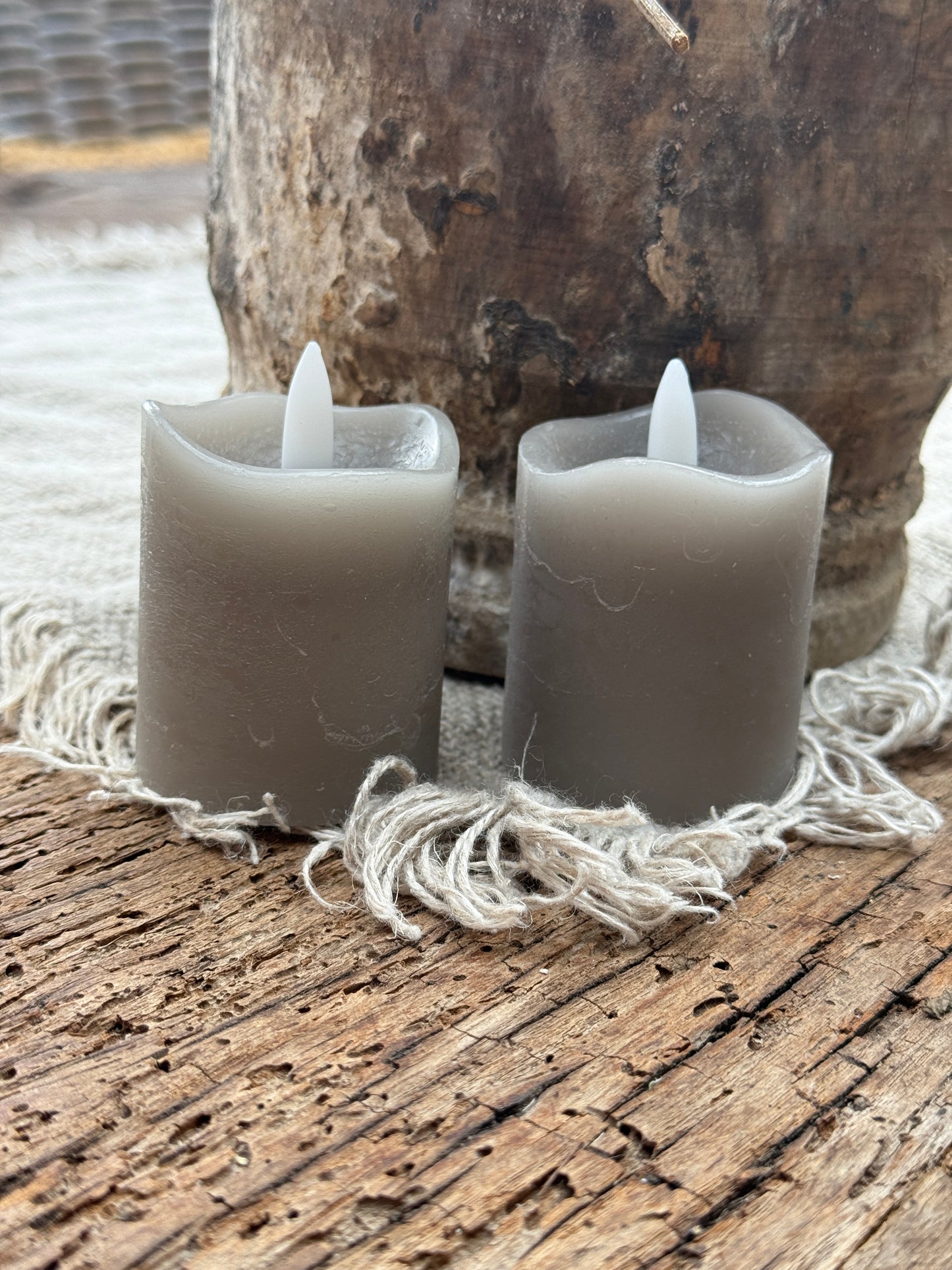 6cm Grey Countryfield LED Tealight. Set of 2.