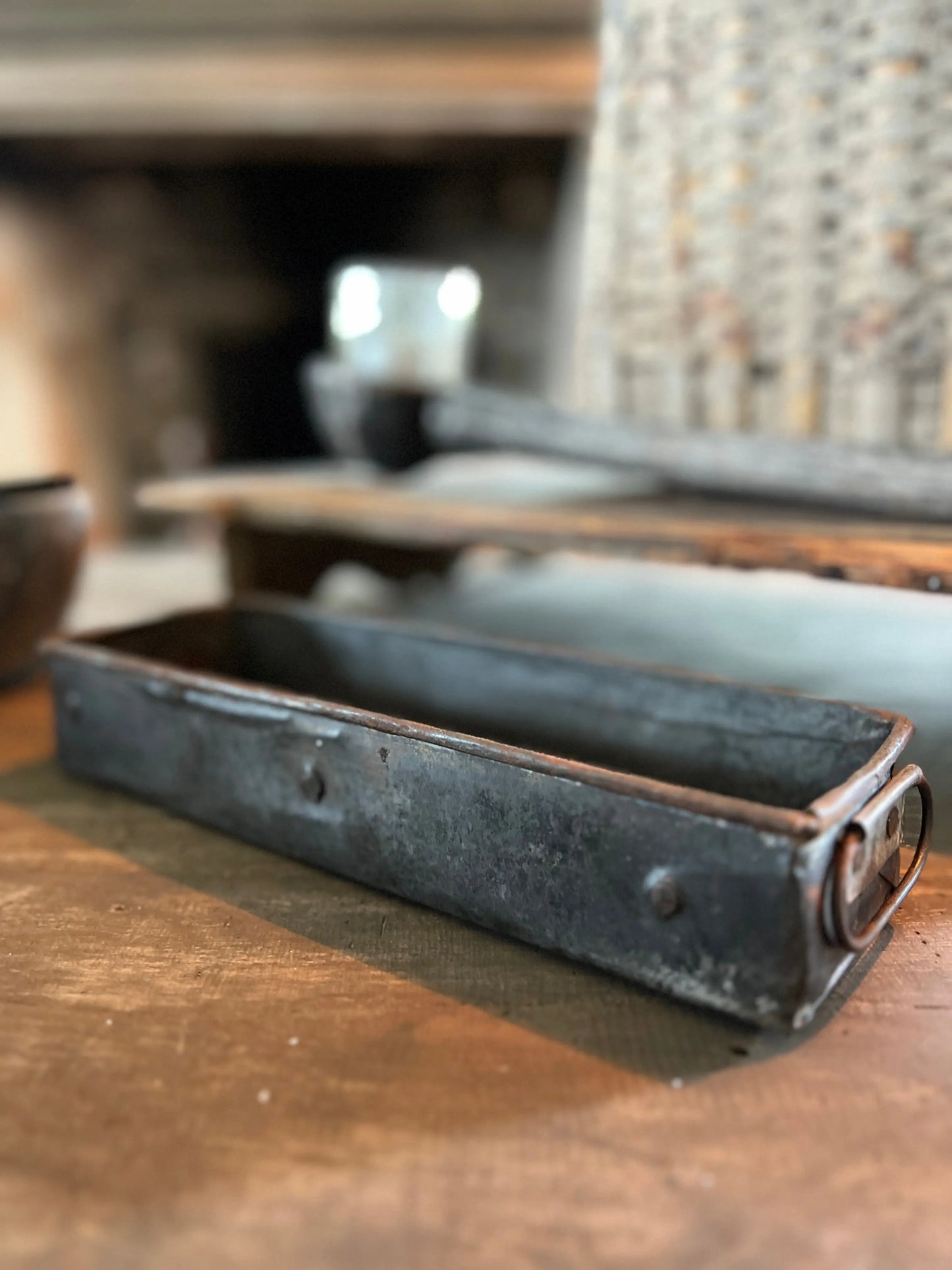 Old metal container, oblong