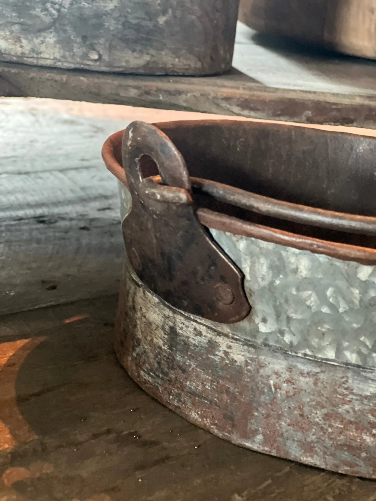 Old Metal Tray with Handle - Available in 2 sizes