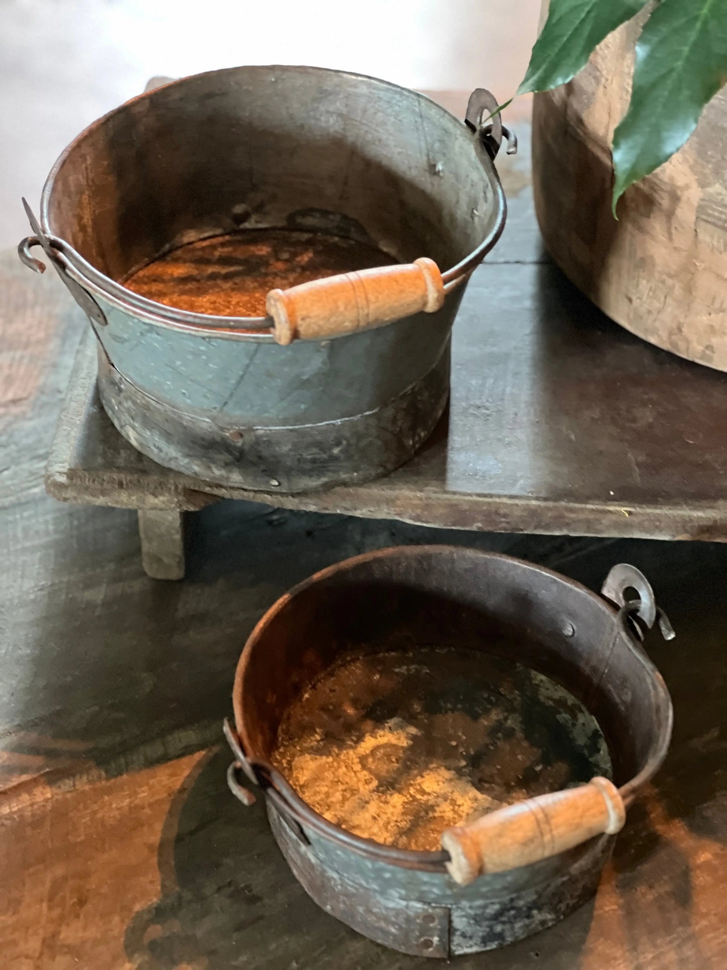 Old Metal Tray with Handle - Available in 2 sizes