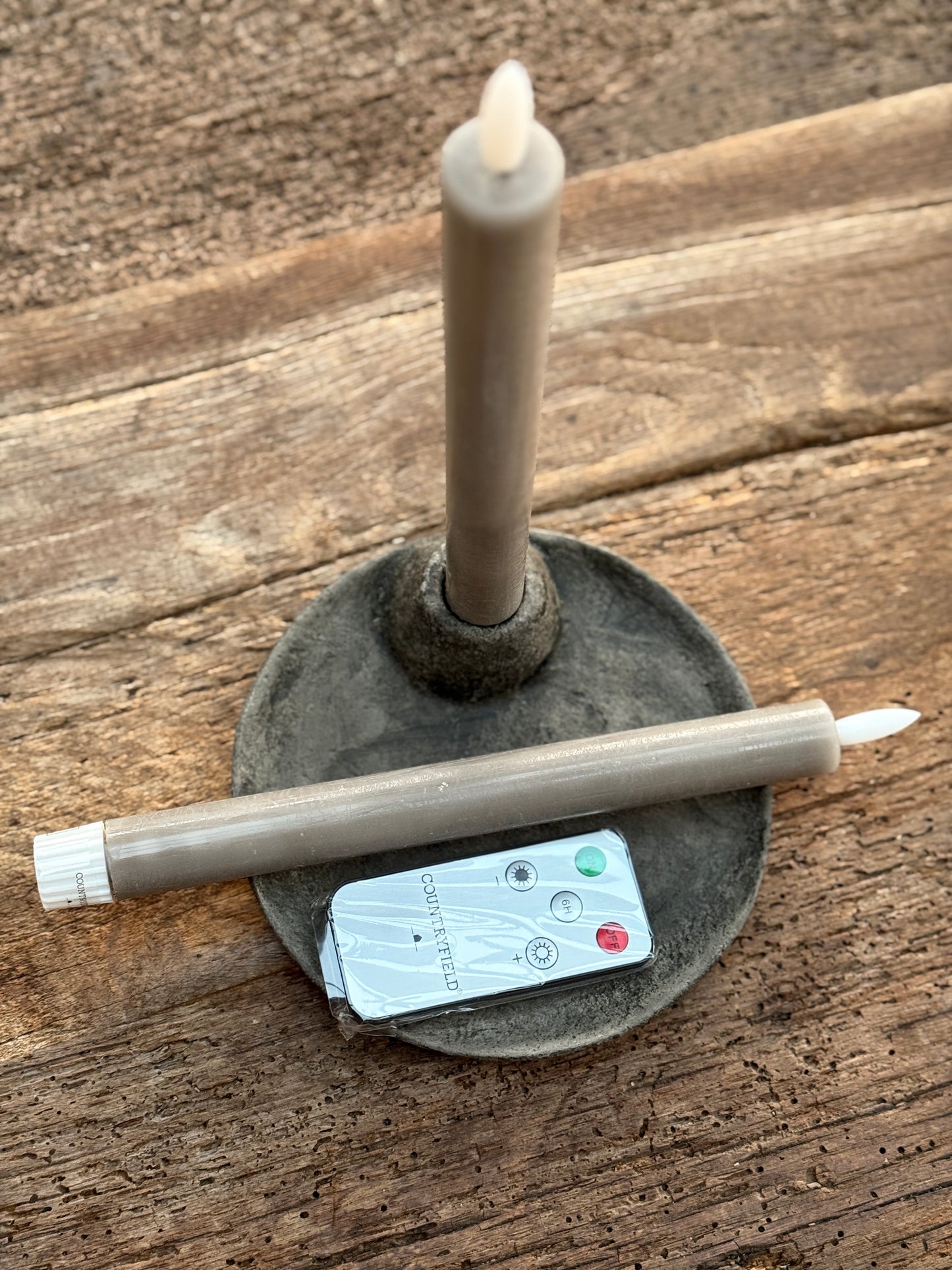 Dinner Candle LED 24 cm Grey Countryfield. Set of 2 including remote control.