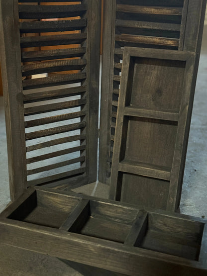 Wooden box, 3 compartments