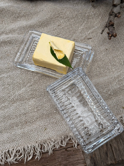 Embossed Glass Butter Dish – Butter