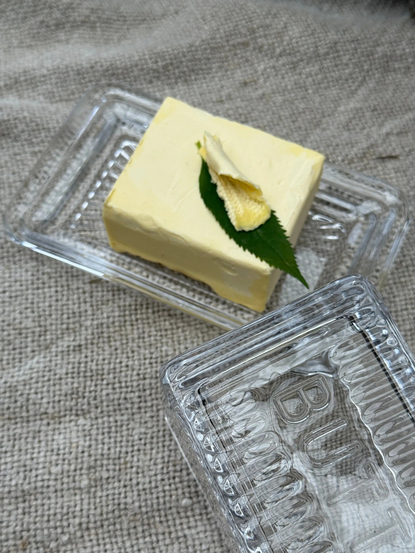 Embossed Glass Butter Dish – Butter