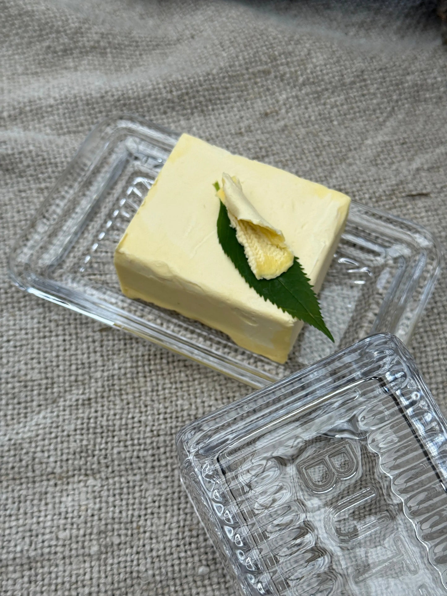 Embossed Glass Butter Dish – Butter