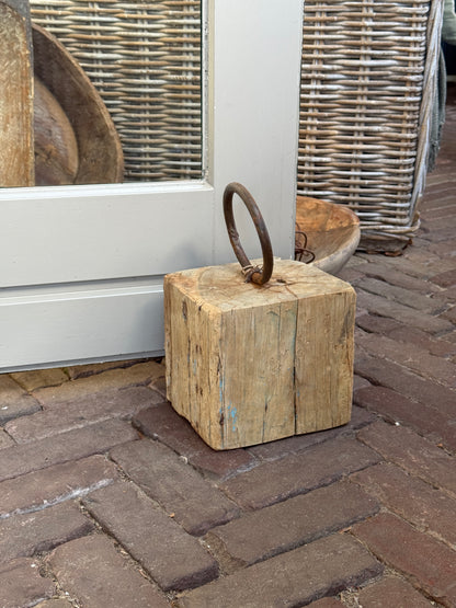 Deurstopper houtblok met ring