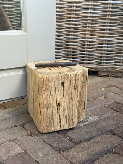 Deurstopper houtblok met ring