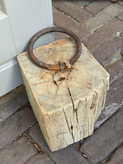 Deurstopper houtblok met ring