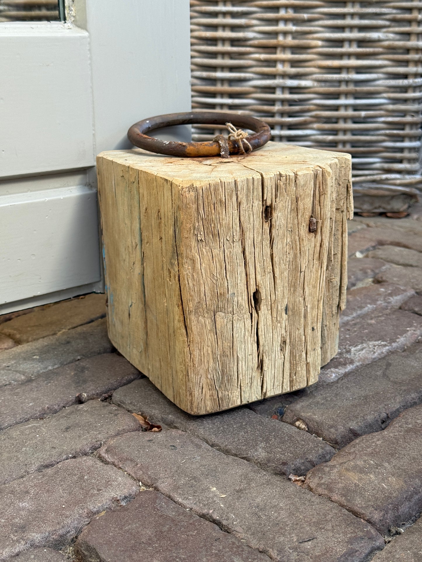 Deurstopper houtblok met ring