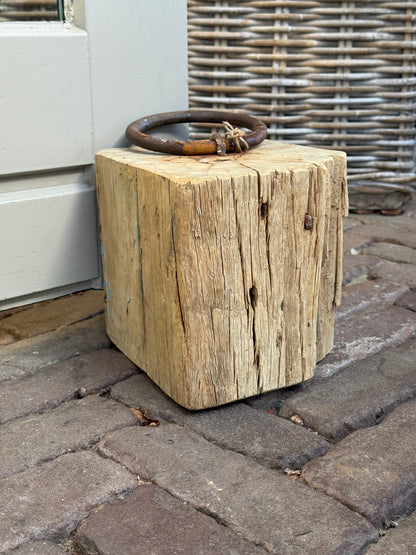Deurstopper houtblok met ring