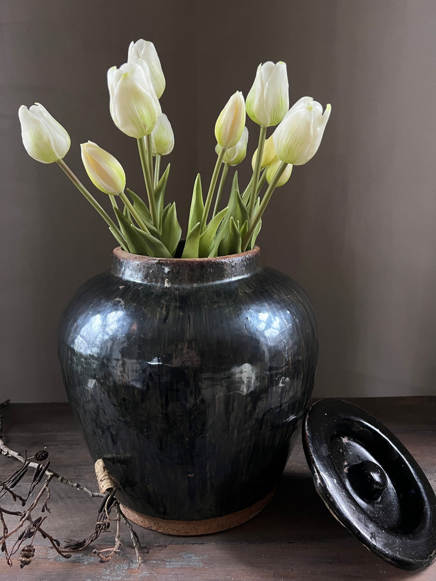 Bos Tulpen kunst, 50 cm. wit