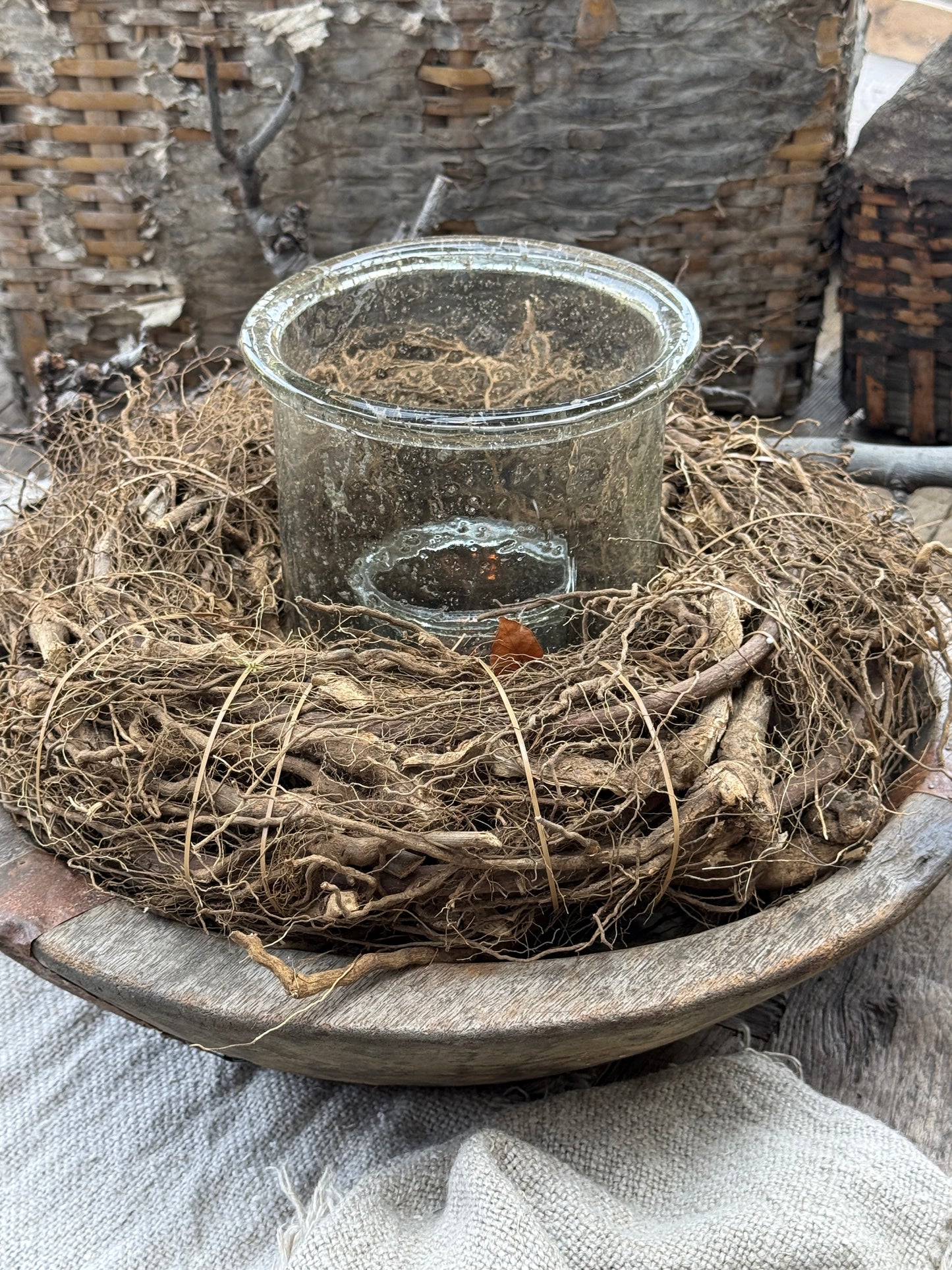 Old wooden bowl from India – unique and weathered - (LH2B)