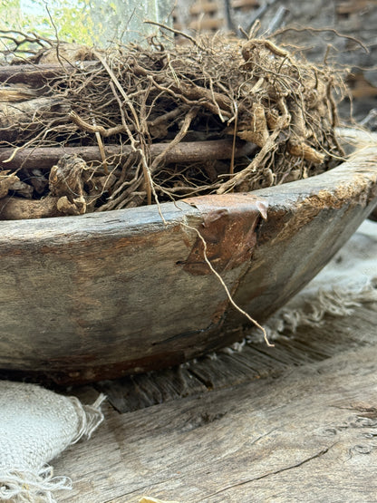 Old wooden bowl from India – unique and weathered - (LH2B)