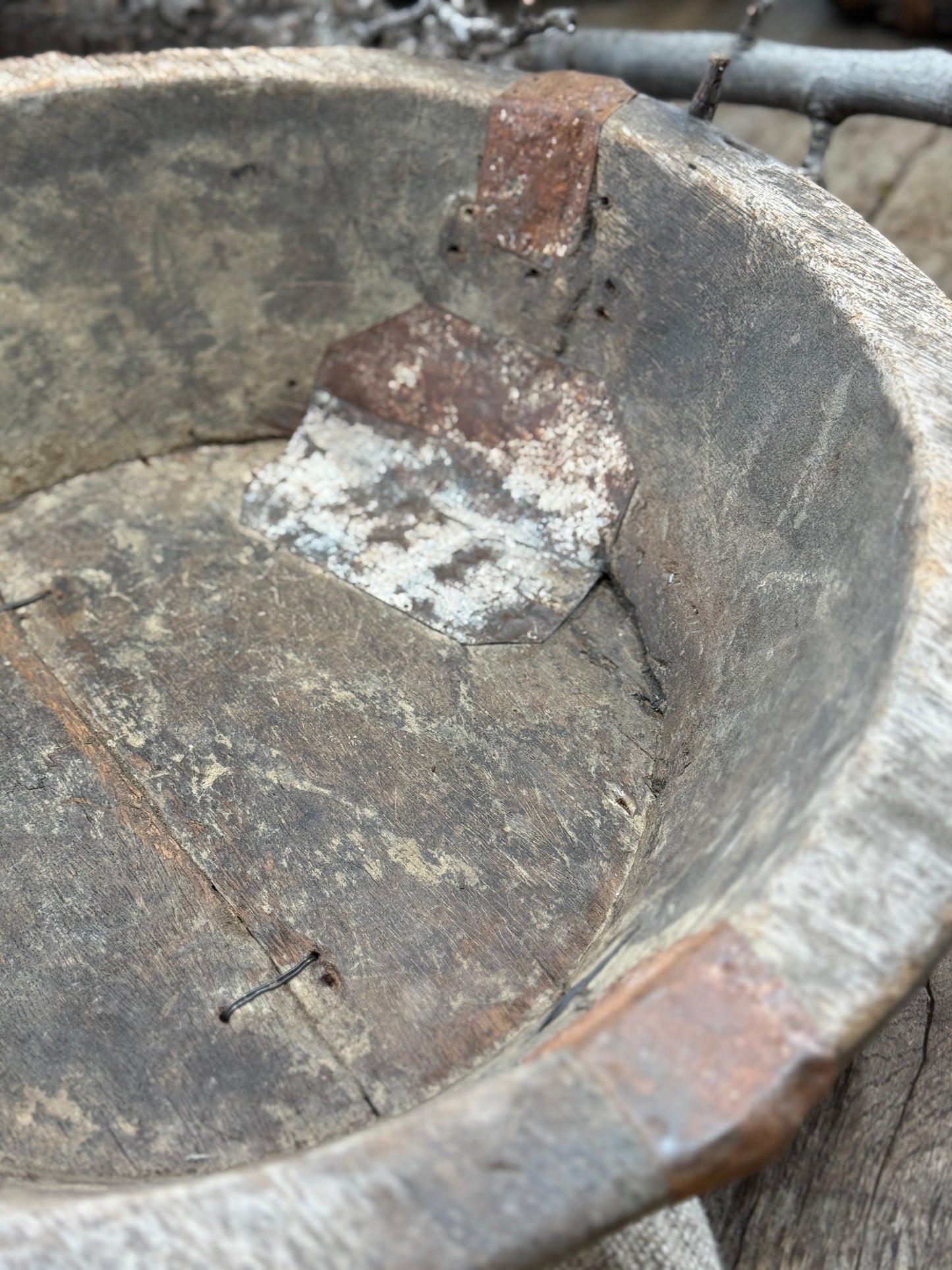 Old wooden bowl from India – unique and weathered - (LH2B)