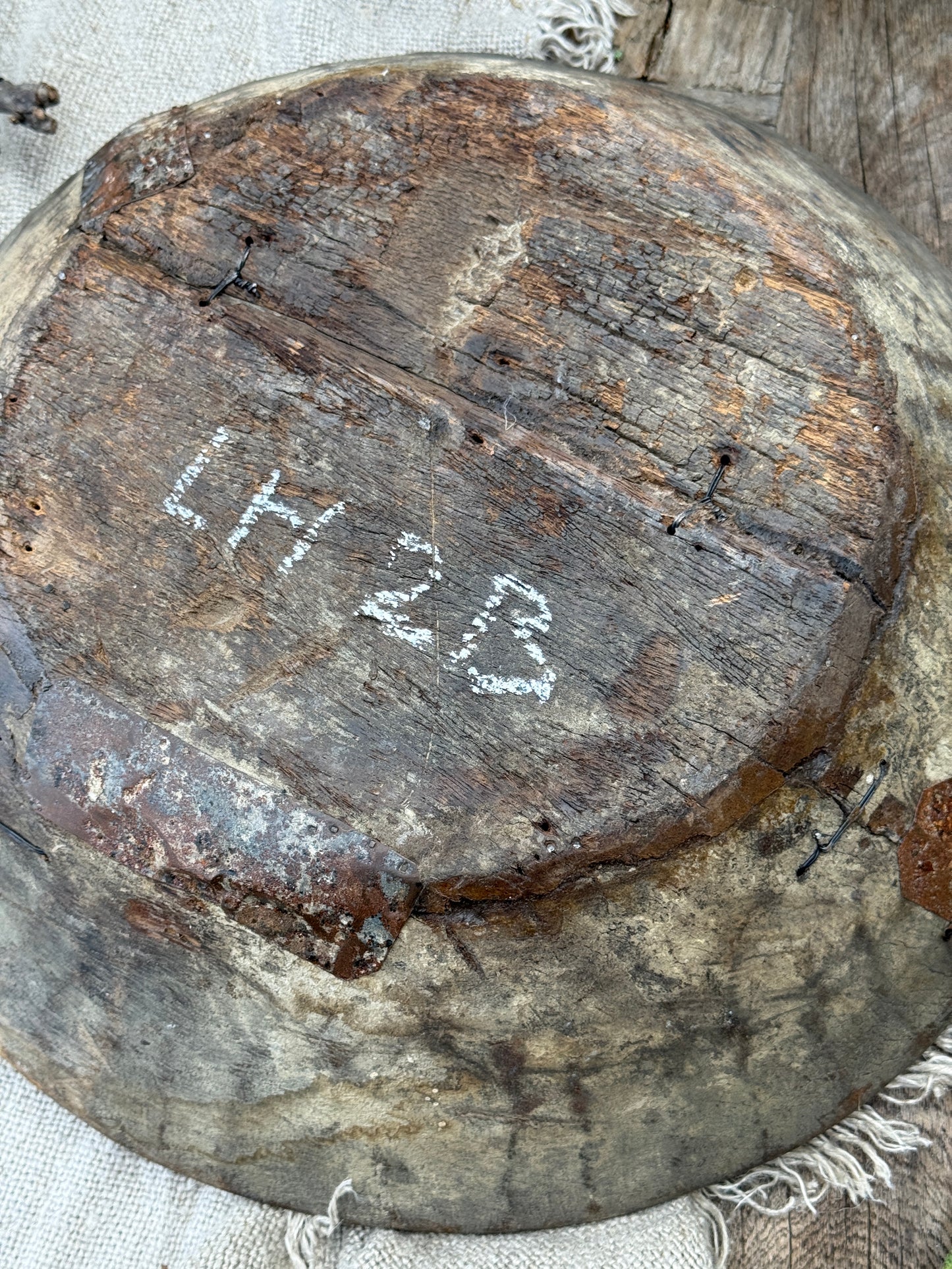 Old wooden bowl from India – unique and weathered - (LH2B)