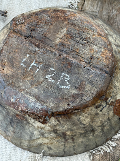 Old wooden bowl from India – unique and weathered - (LH2B)