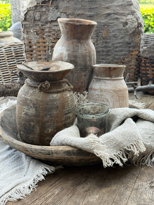 Oude houten schaal uit India – uniek en doorleefd-(LH4B)