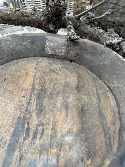 Old wooden bowl from India – unique and weathered (LH4B)