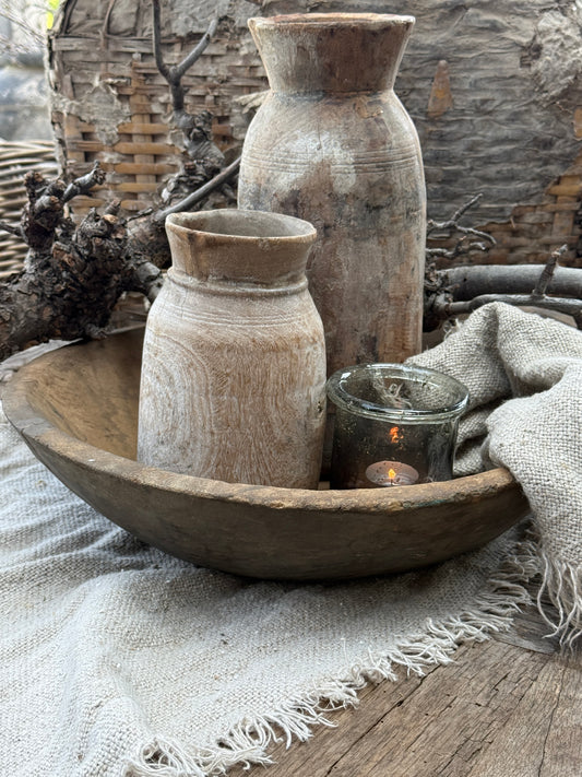 Oude houten schaal uit India – uniek en doorleefd-(LH5B)