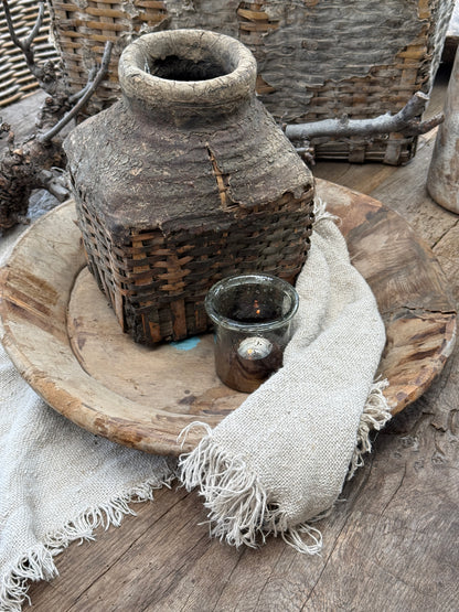 Old wooden bowl from India – unique and weathered (LH6B)
