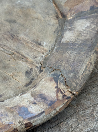 Old wooden bowl from India – unique and weathered (LH6B)