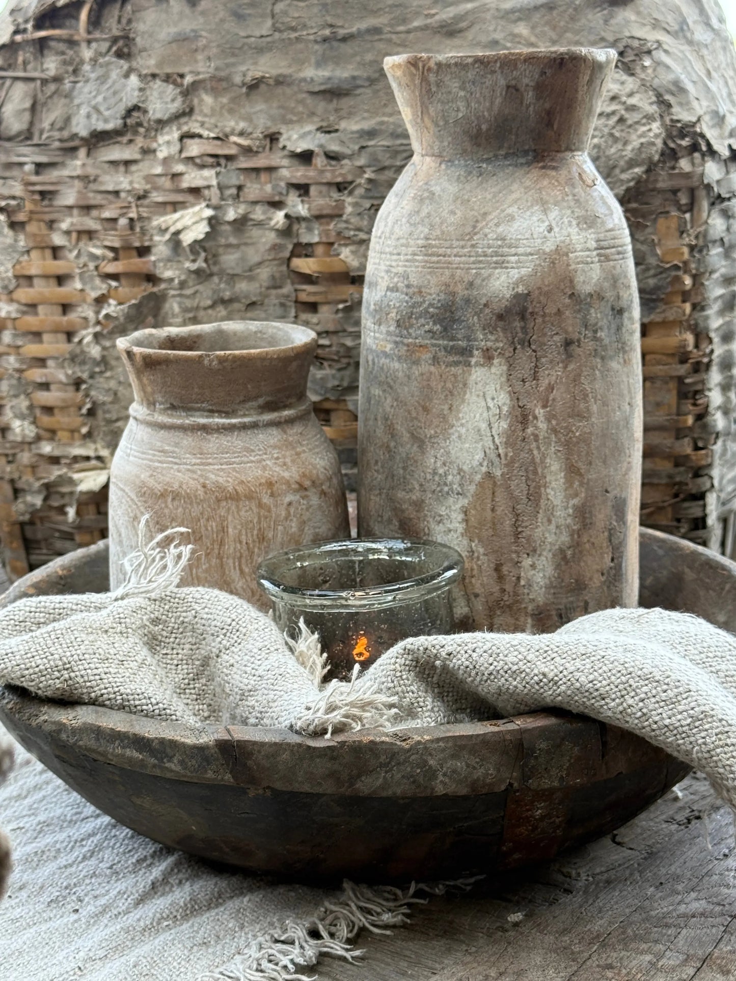 Old wooden bowl from India – Trapa Living-(LH1B)