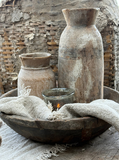 Old wooden bowl from India – unique and with character – (LH1B)