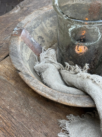 Old wooden bowl from India – unique and weathered - (LH2B)
