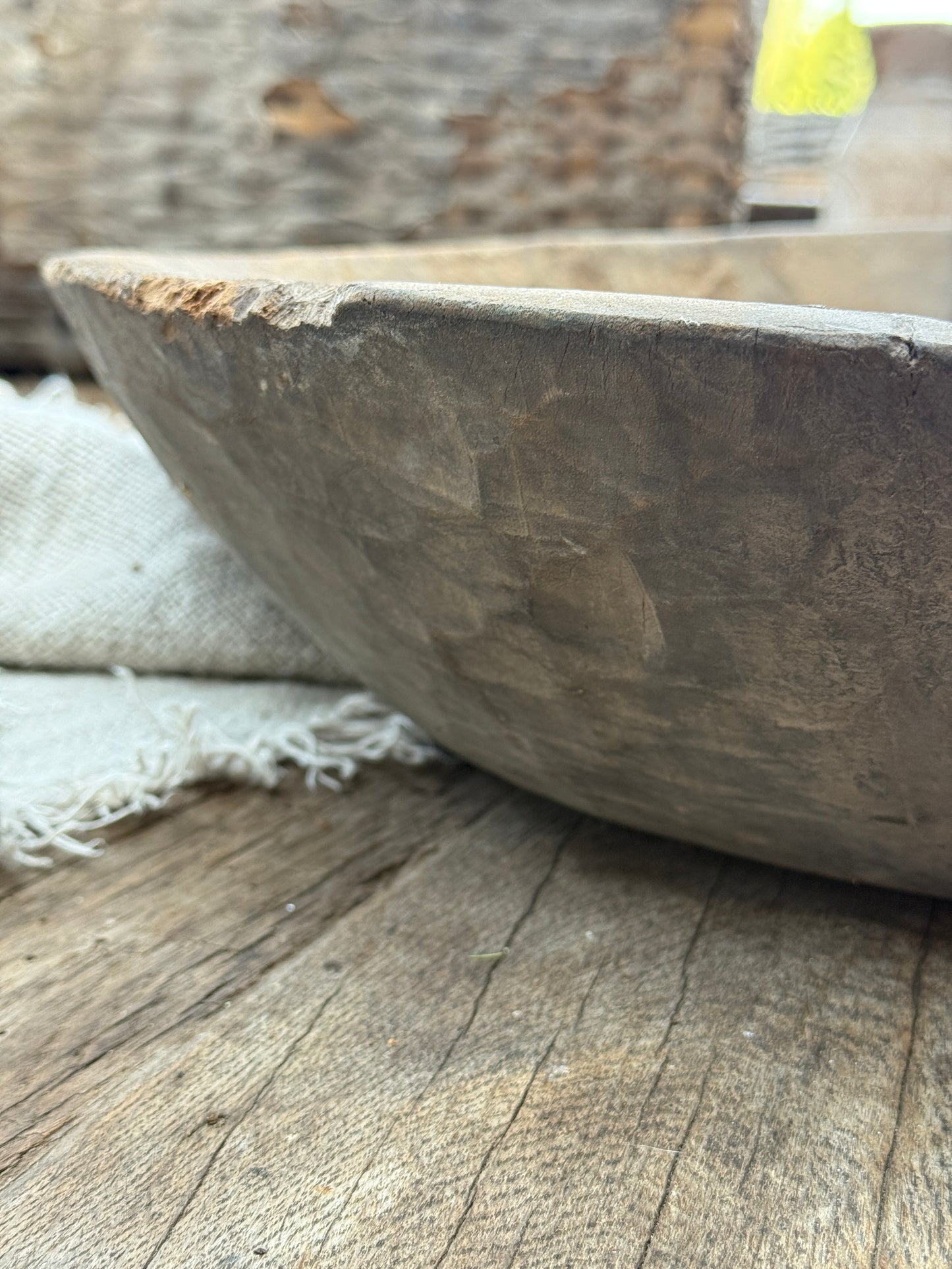 Old wooden bowl from India – unique and lived-in – (LH5B)
