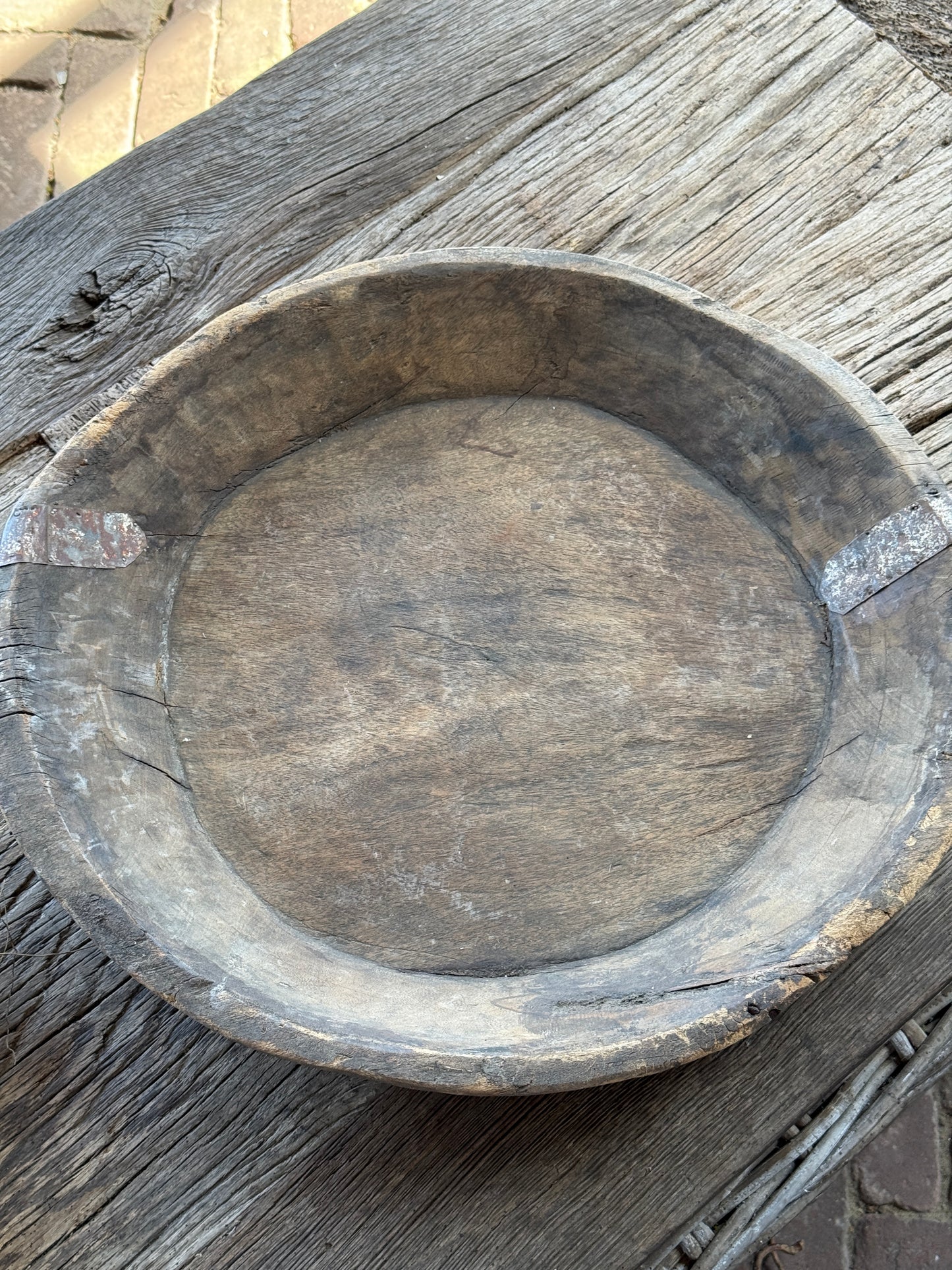 Old wooden bowl from India – unique and lived-in-(LH8B)