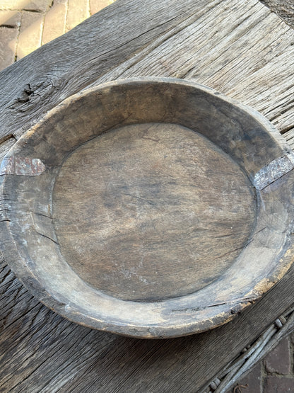 Old wooden bowl from India – unique and lived-in-(LH8B)