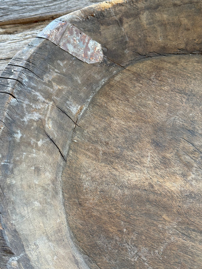 Old wooden bowl from India – unique and lived-in-(LH8B)