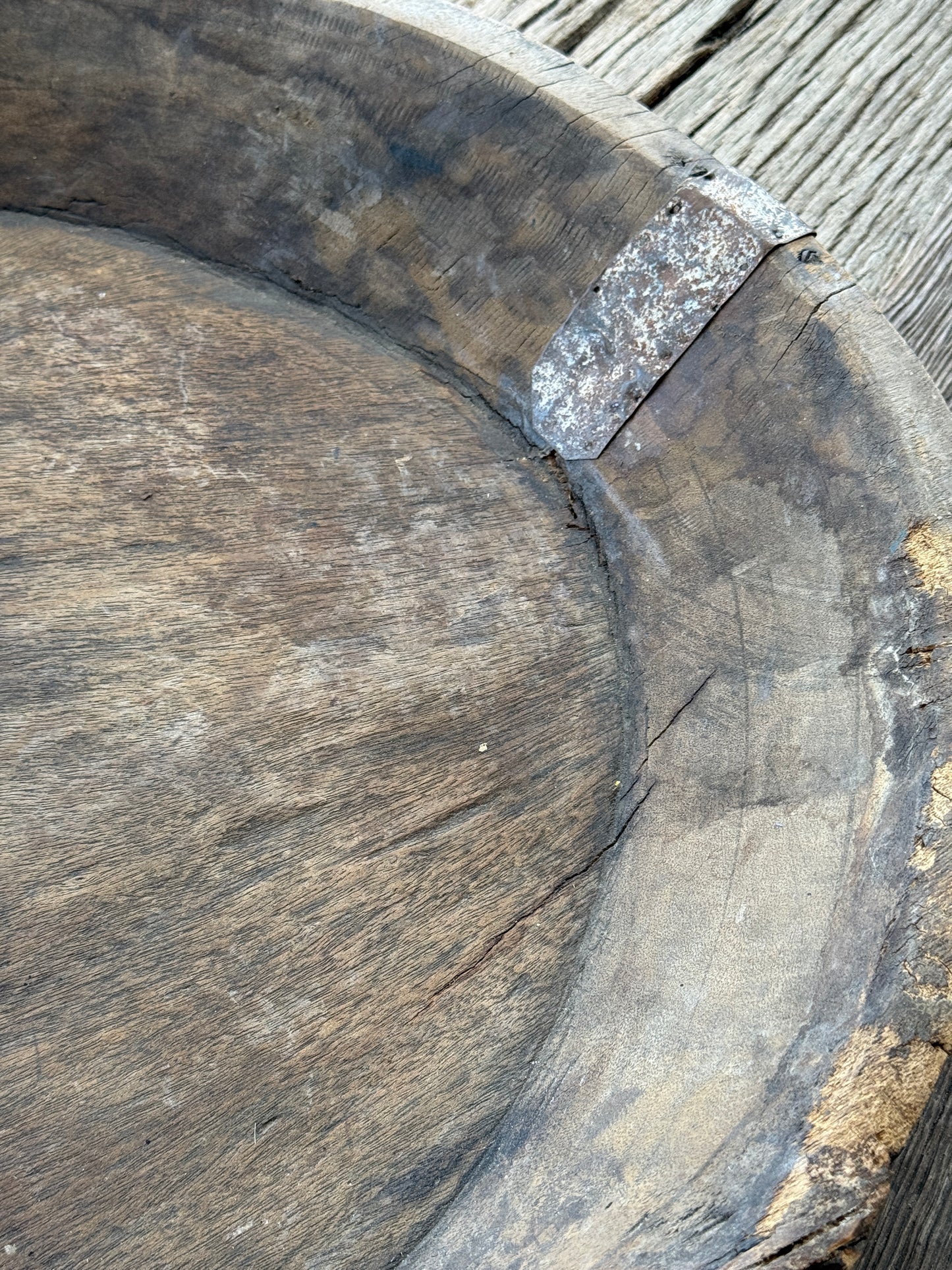 Old wooden bowl from India – unique and lived-in-(LH8B)