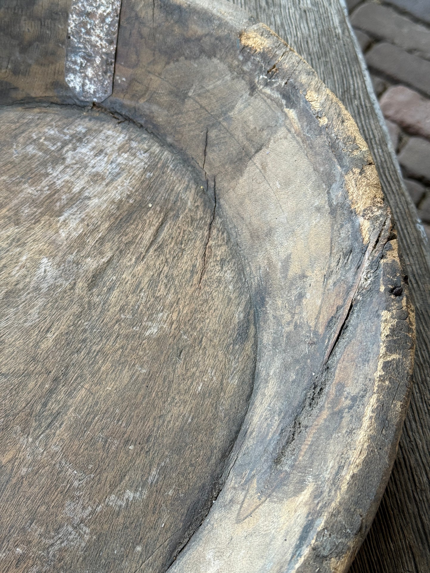 Old wooden bowl from India – unique and lived-in-(LH8B)