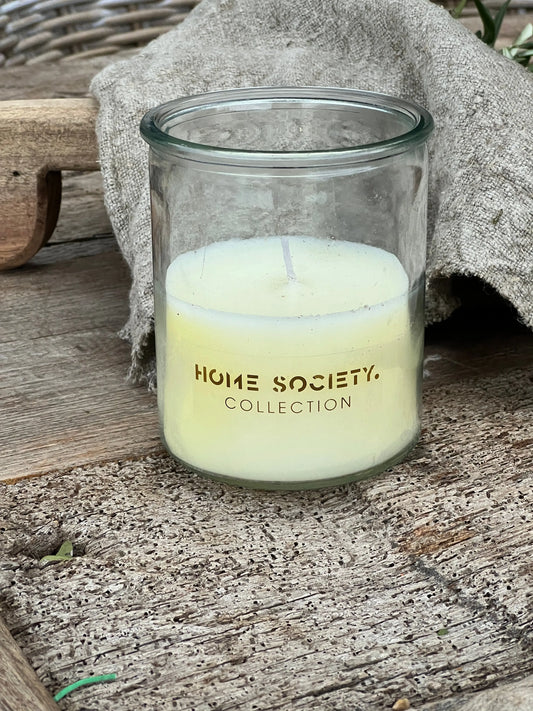 Candle in glass, off-white
