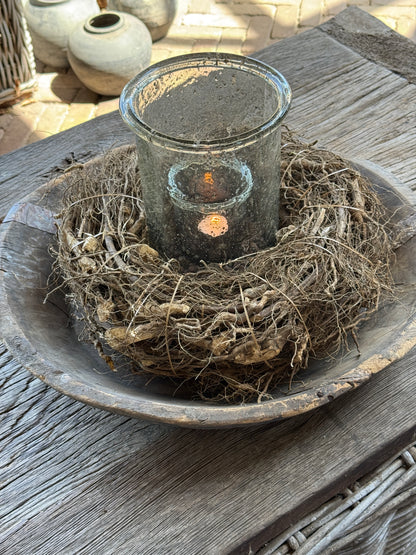 Old wooden bowl from India – unique and lived-in-(LH8B)