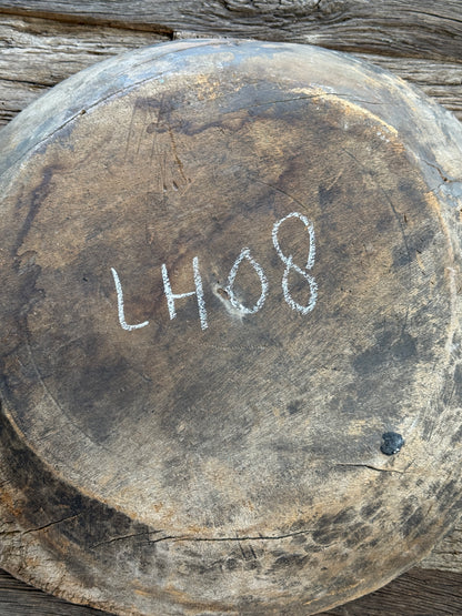 Old wooden bowl from India – unique and lived-in-(LH8B)