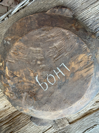Old wooden bowl from India - unique and lived-in-(LH09B)
