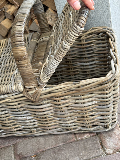 Rotan picknickmand met hengsel en 2 deksels