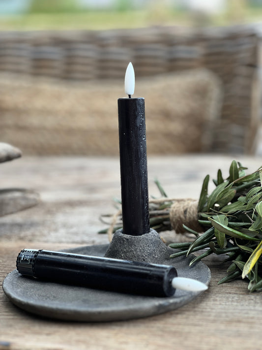 Dinner candle LED 15 cm Black Countryfield. Set of 2 pieces incl. remote control