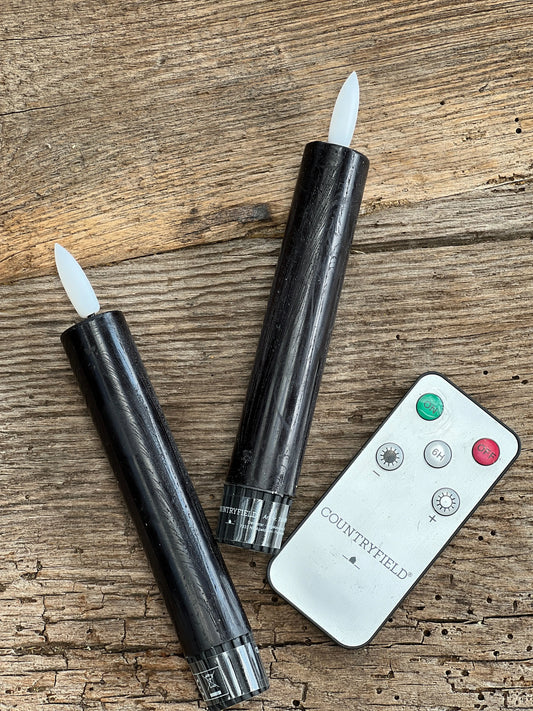 Tafelkerze LED 15 cm Schwarz Countryfield. 2-teiliges Set inkl. Fernbedienung
