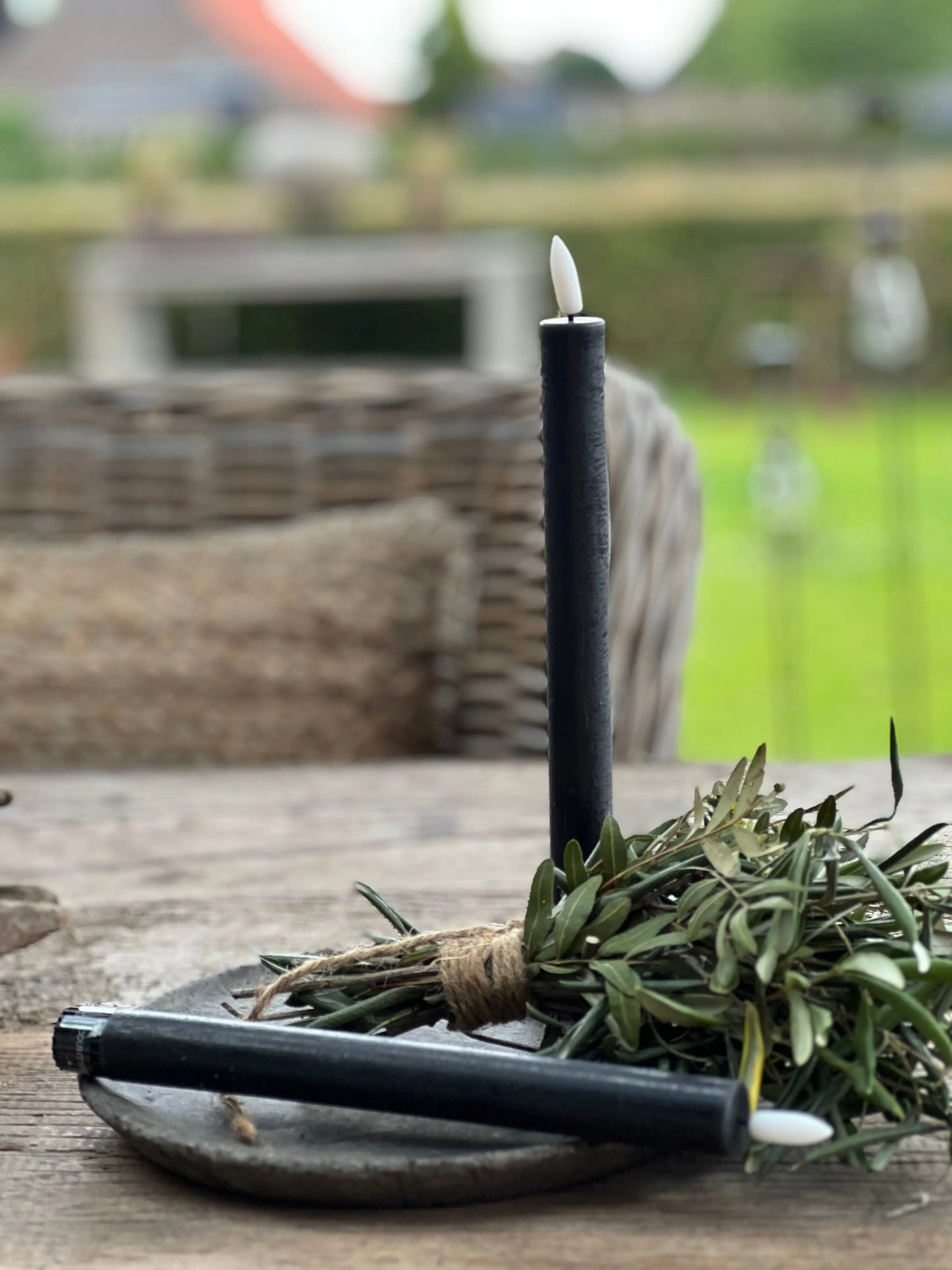 Dinner candle LED 24 cm Black Countryfield. Set 2 pieces incl. remote control
