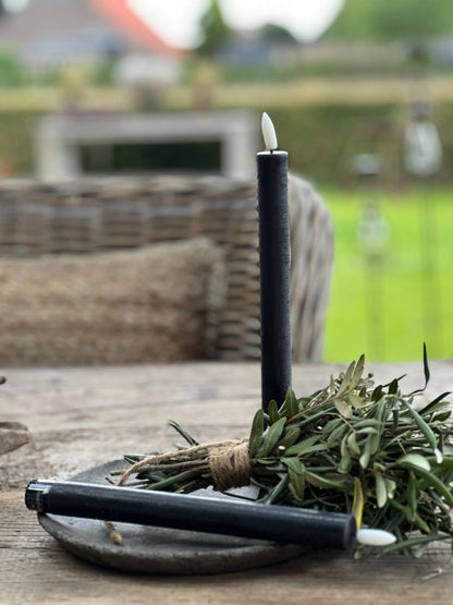 Dinner candle LED 24 cm Black Countryfield. Set 2 pieces incl. remote control