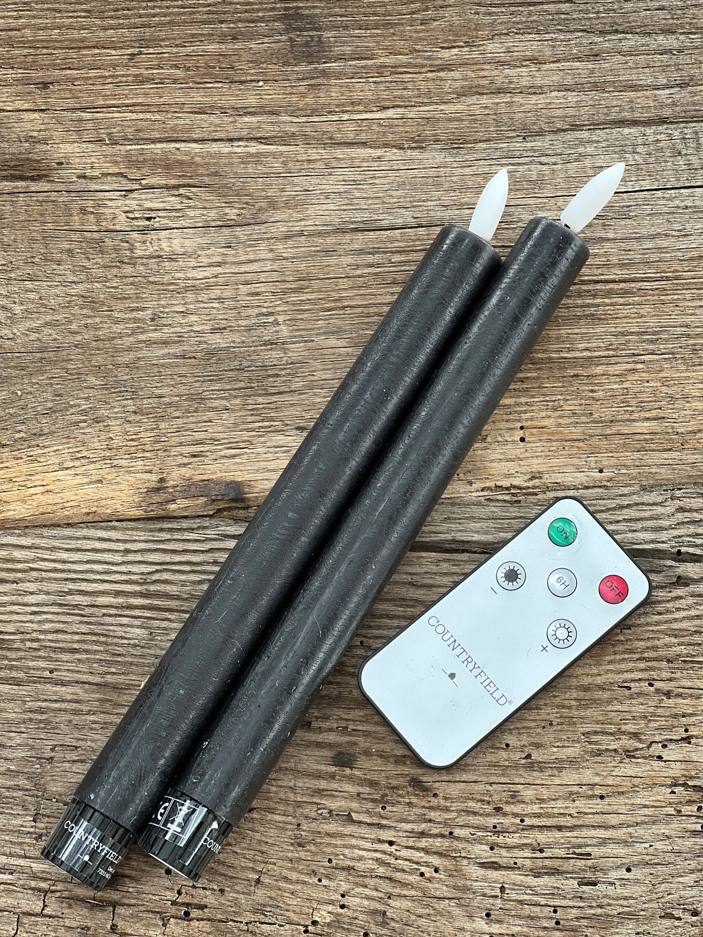 Dinner candle LED 24 cm Black Countryfield. Set 2 pieces incl. remote control