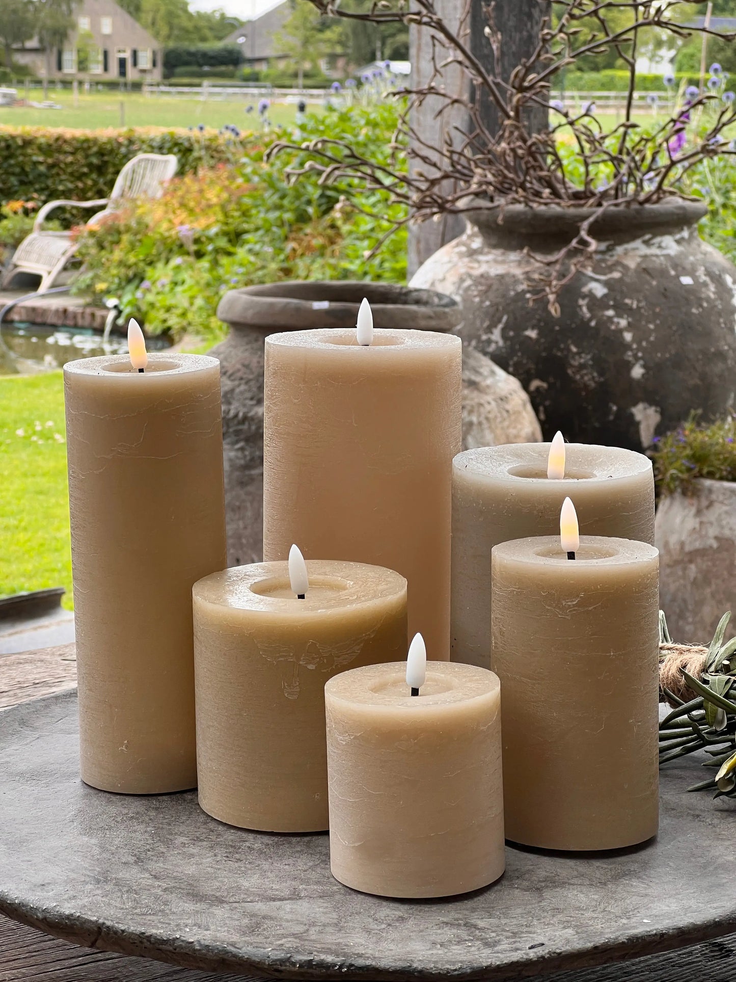 Pillar candle LED Taupe Countryfield available in 6 sizes