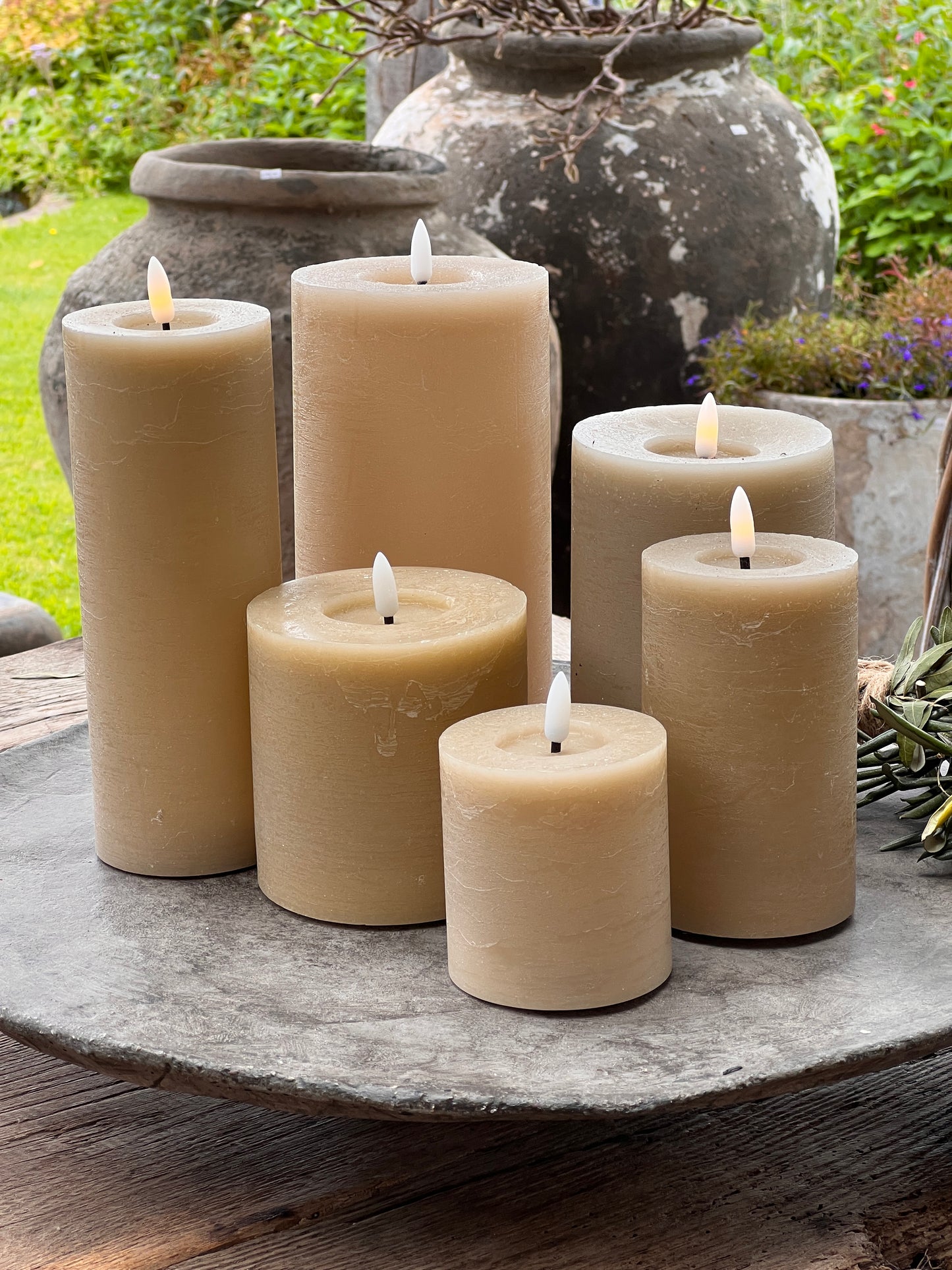 Pillar candle LED Taupe Countryfield available in 6 sizes