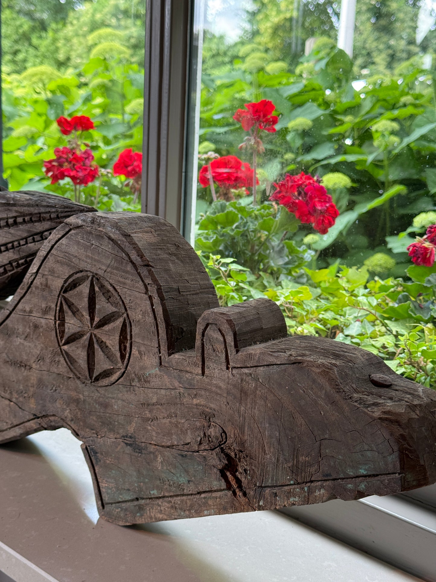 Oud antiek Indiaas ornament – hout - Trapa Living