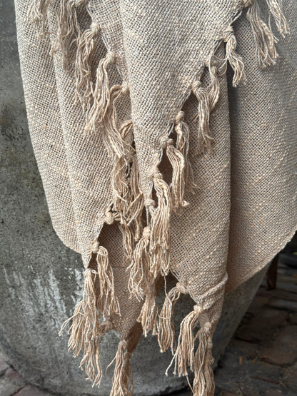 Baumwollplaid mit Fransen – Sand – 130x160 cm