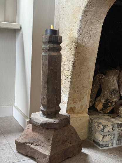 Old pier candle holder - wood with carving