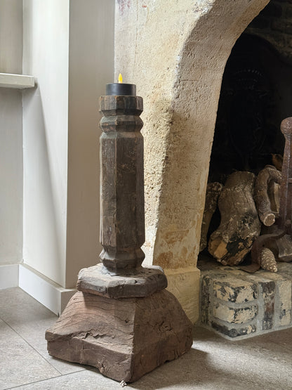 Old pier candle holder - wood with carving